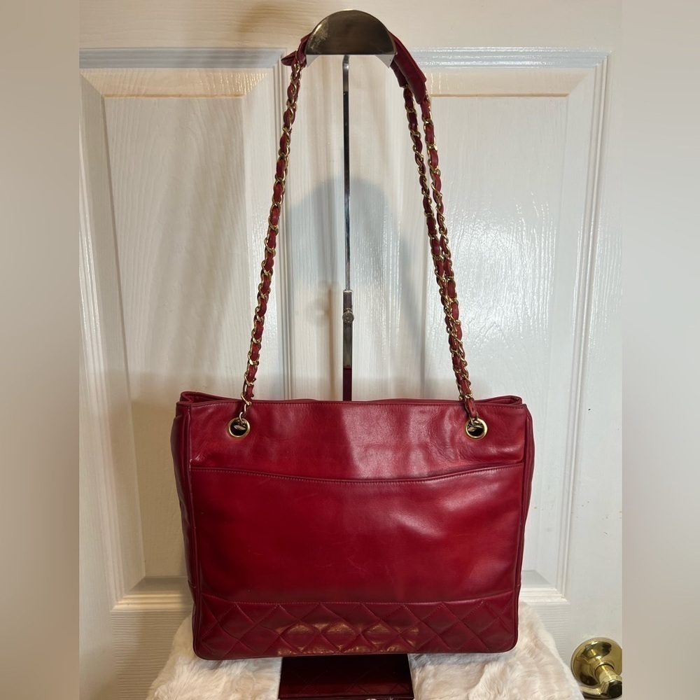 ❤️CHANEL VINTAGE QUILTED MATELASSE DOUBLE CHAIN LEATHER SHOULDER BAG